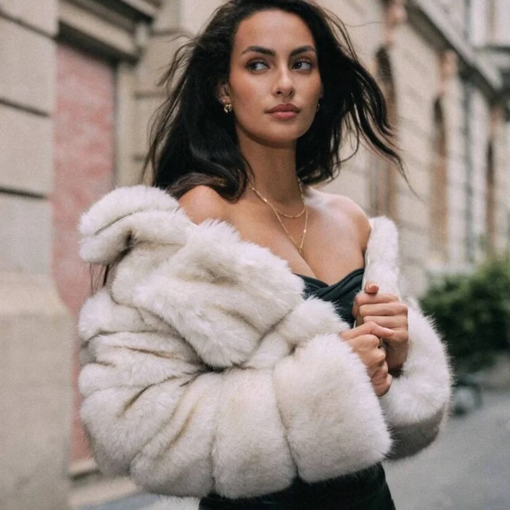 Luxury quilted faux fur jacket vintage style coat zip up cream - Picture 2 of 11